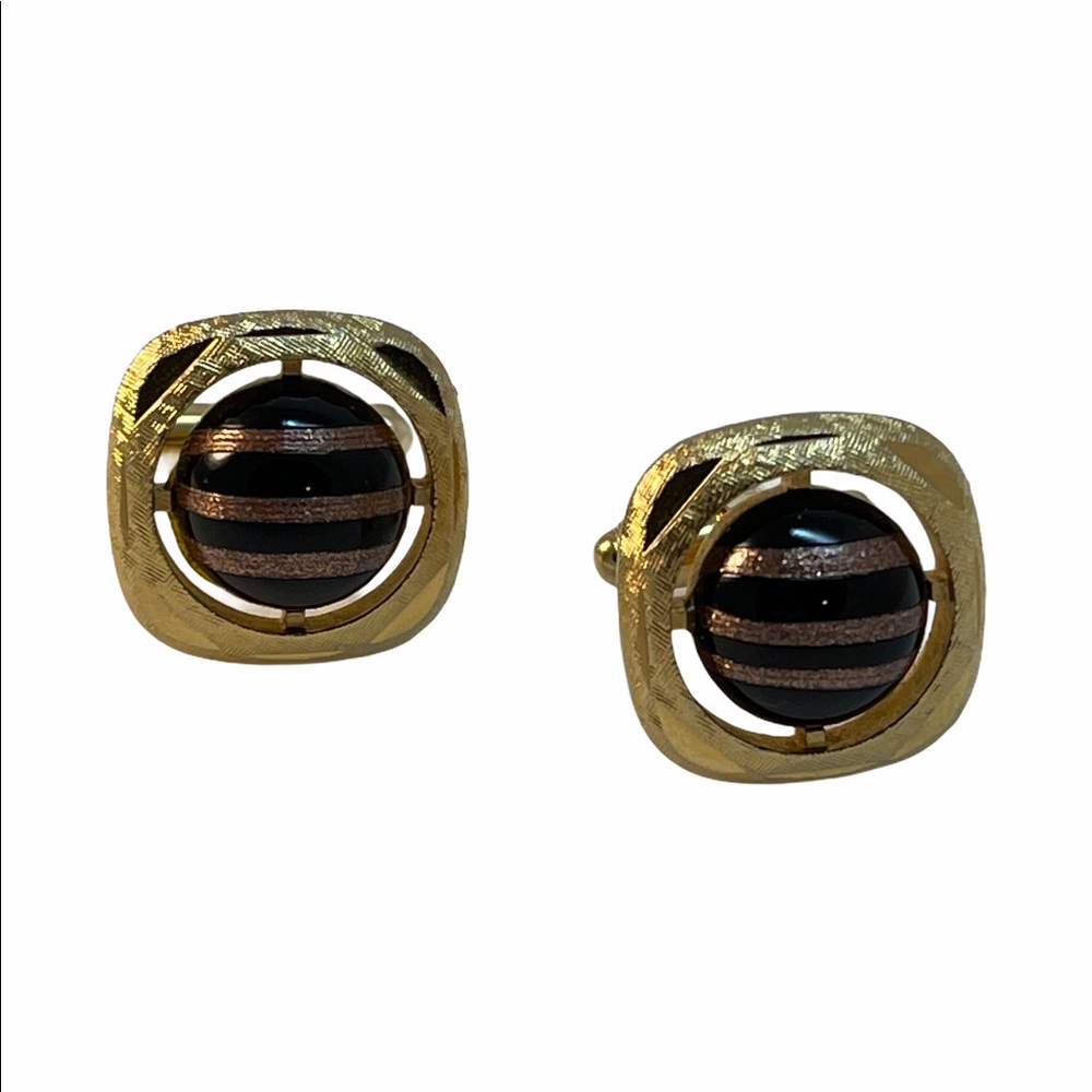 Vintage Swank gold metal gold murano cufflinks